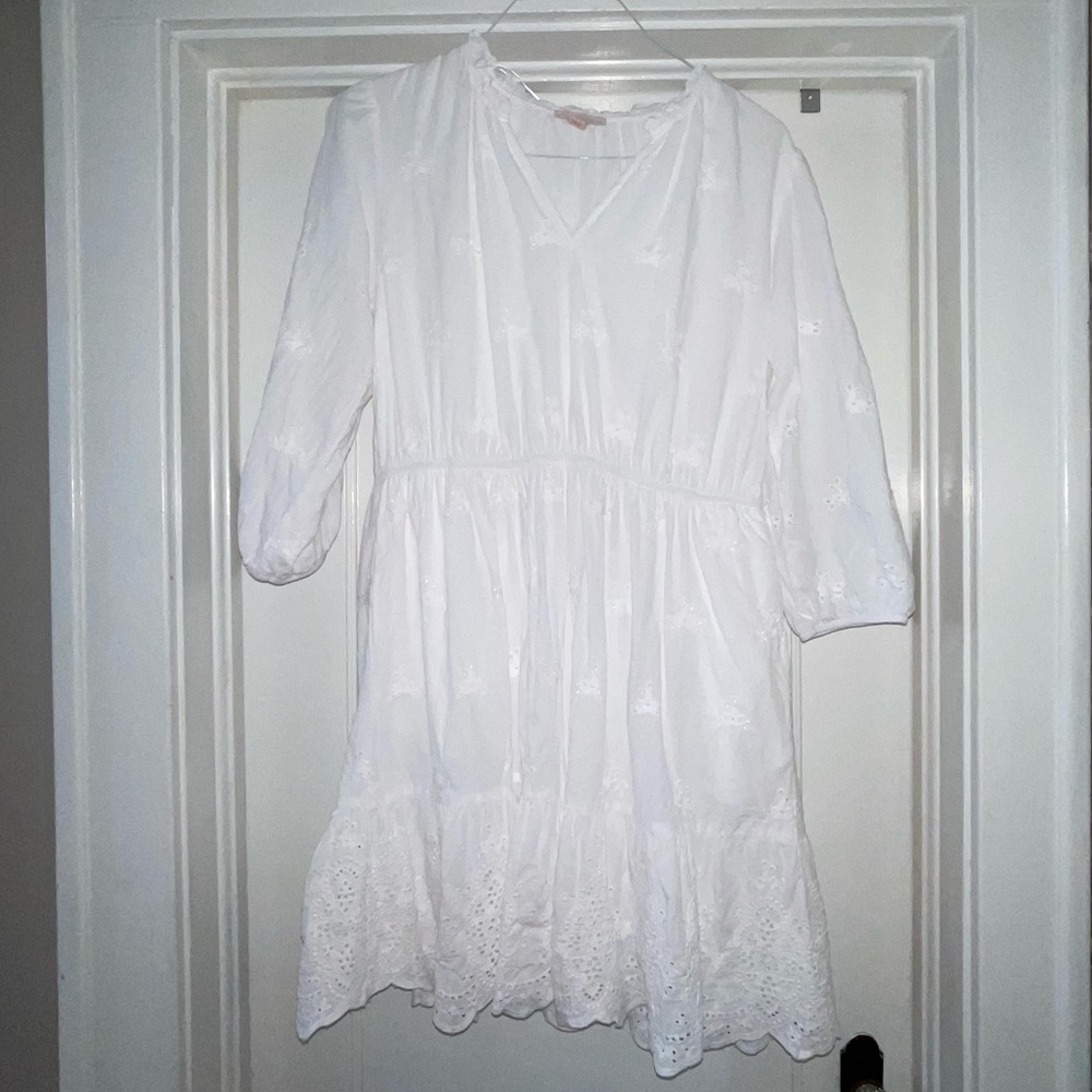 Women’s 3/4 sleeve eyelit A line dress - Picture 2 of 3